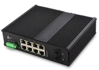 Ip40 Ethernet POE Industrial Switch Gigabit 8 Port PoE Dan 2 Serat Optik SFP Din Rail
