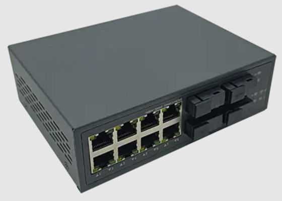 Sakelar Ethernet Serat 32g Dengan 8 Ethernet 10/100 / 1000tx + 4 Port Serat 1000fx