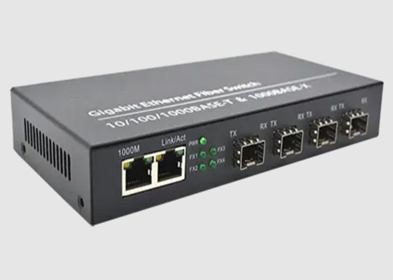 Sakelar Serat Ethernet 850nm Dengan 2 Port Ethernet 10/100/1000TX + 4 Port SFP 1000FX