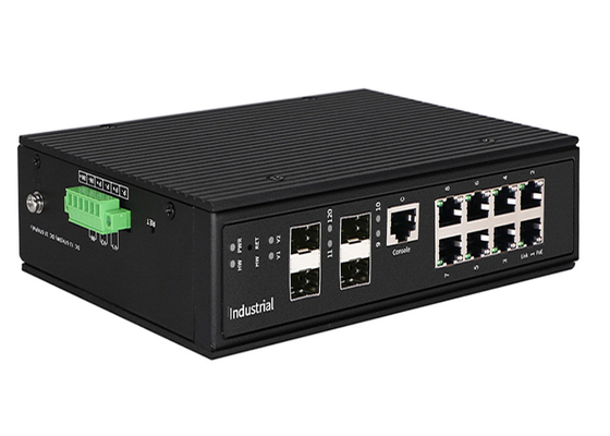 Sakelar POE Industri Terkelola Port Ethernet POE 8GE + 4 Port SFP GIGA