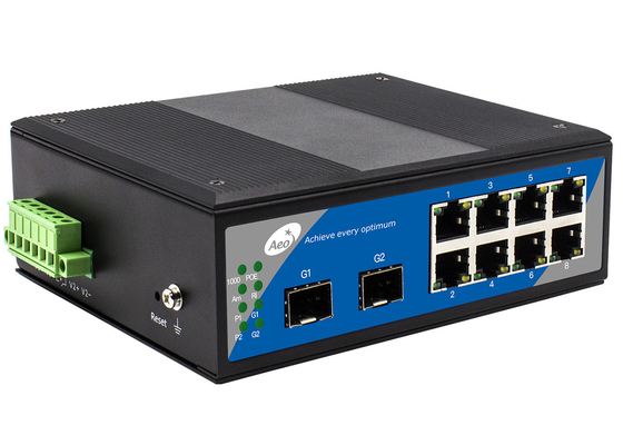 10-port Full Gigabit Industrial Unmanaged Switch dengan 8 Port RJ45 dan 2 SFP