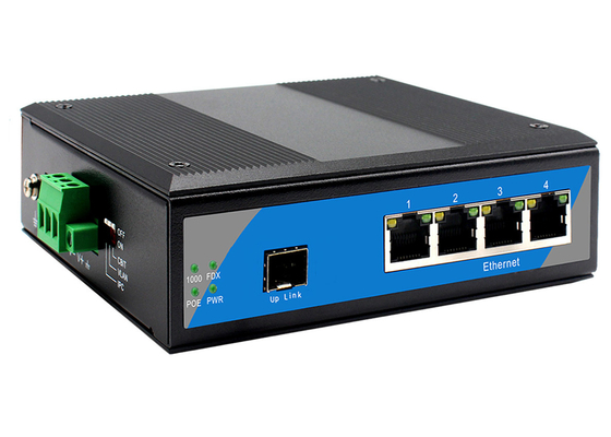 GIGABIT FIBER SWITCH INDUSTRI TIDAK DIKELOLA 1 Slot SFP dan 4 Port Ethernet