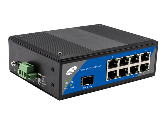 Kecepatan Negosiasi Otomatis Sakelar Serat Gigabit Tidak Terkelola Dengan 1 Slot SFP Dan 8 Port Ethernet