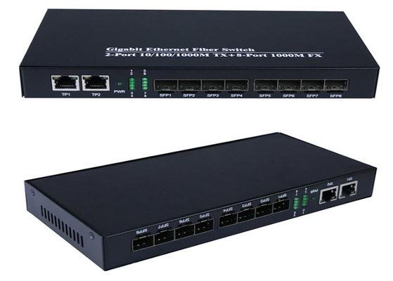 Gigabit Ethernet Fiber Switch 1.25Gbps 8 Port Serat SFP Dan 2 Port RJ45