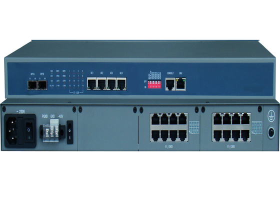 E1 Fiber Media Converter dengan 4/8/16 E1 Port dan 4 Ethernet Port dan 2 SFP Port