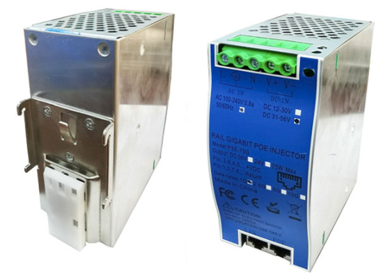 DIN-Rail Industrial 10G 90W 802.3bt PoE++ Injector dengan input daya ganda AC + DC