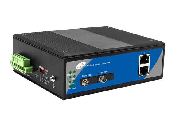 Industrial Ring Loop Ethernet Fiber Switch 10/100Mbps 2 POE dan 2 Port Serat