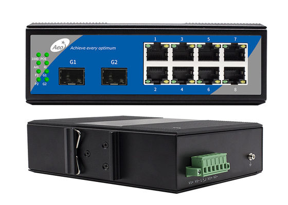 8 Port Gigabit Ethernet Switch Dengan SFP 1310/1550nm Dikelola 2 SFP dan 8 Port Ethernet POE