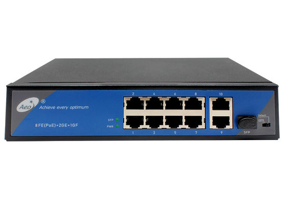 IPC Extender 250m 10 / 100M 8 Port POE Switch Dengan Fiber Uplink