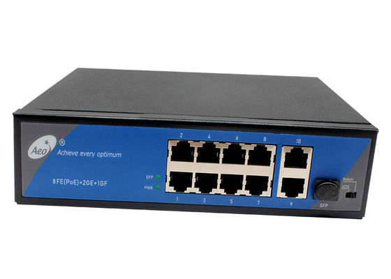 IP40 Ethernet Fiber Switch Industri 1 Gigabit SFP dan 2 Port Uplink Gigabit dan 8 Port POE 10/100M