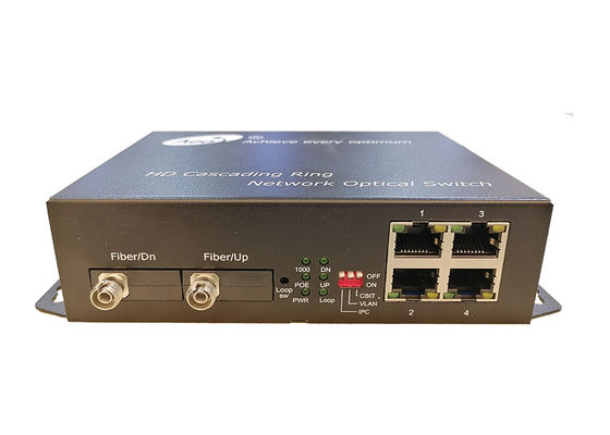 Ring Loop Fiber POE Switch Penuh Gigabit 4 POE Ethernet 2 Port Optik