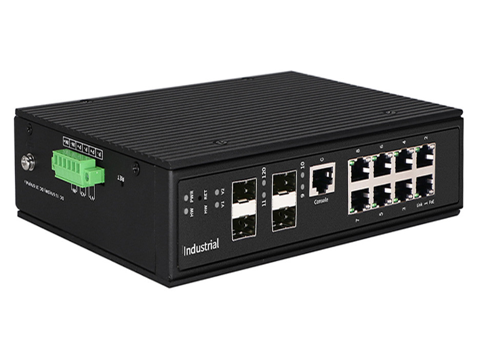 Sakelar POE Industri Terkelola Port Ethernet POE 8GE + 4 Port SFP GIGA