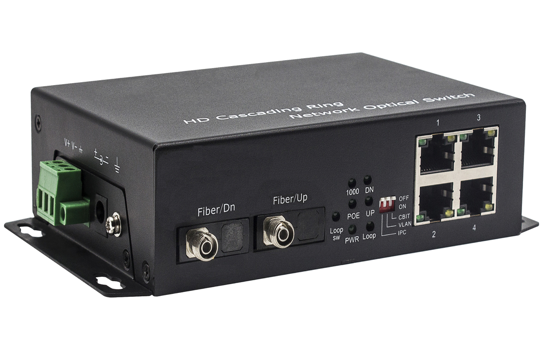 AC / DC Fiber Ethernet Switch Dengan 10/100 / 1000Mbps 2 Port Fiber Dan 4 Port Ethernet