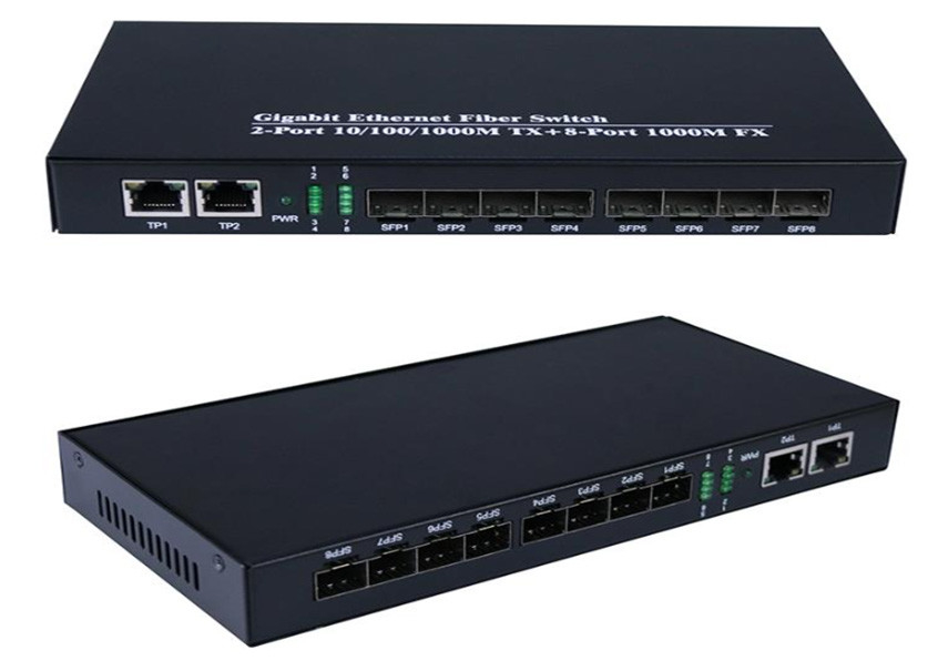 Gigabit Ethernet Fiber Switch 1.25Gbps 8 Port Serat SFP Dan 2 Port RJ45