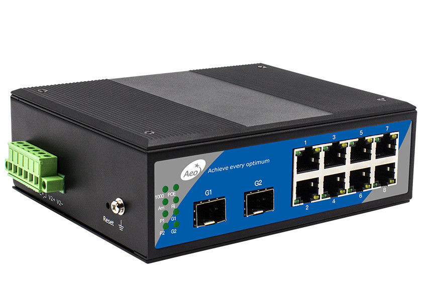 Beralih SFP POE Terkelola Penuh Gigabit 8 POE Ethernet 2 SFP Port