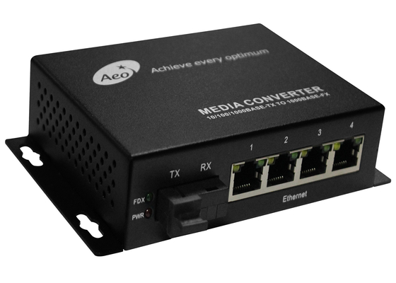 1310/1550nm Commercial Ethernet Media Converter dengan 1 Fiber dan 4 Port POE