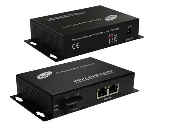 Dua Port Ethernet Konverter Media Komersial, Konverter Media Serat Optik Mode Tunggal